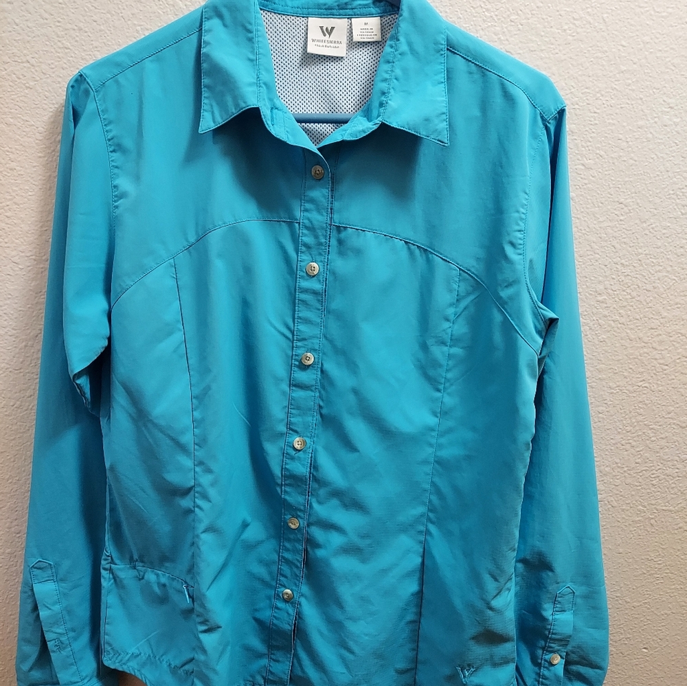 WhiteSierra Womens Long Roll Tab Sleeve Vented Fishing Shirt Blue Size Medium